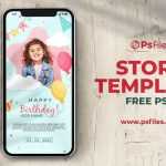 Happy Birthday Instagram Story Design PSD Template for Free