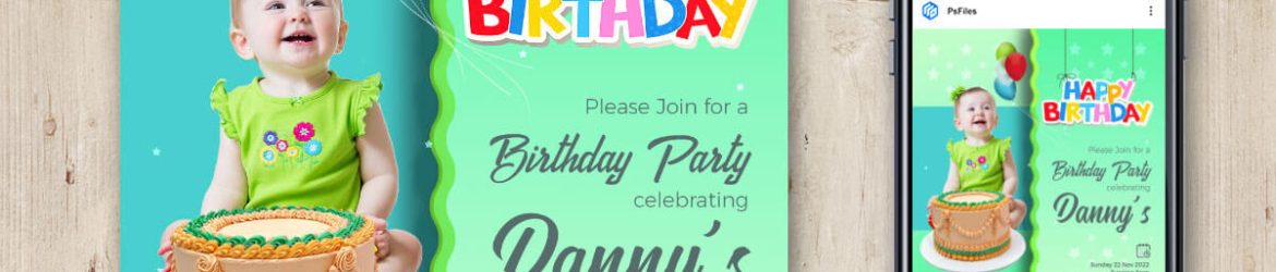 Happy Birthday Party Invite Instagram Post Design Free PSD