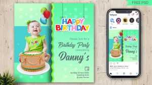 Happy Birthday Party Invite Instagram Post Design Free PSD