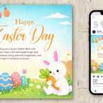 Happy Easter Day Social Media Design PSD – Bunny & Colorful Eggs Greeting Template 2026