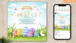 Happy Easter Wishes Poster Free PSD Download – Easter Sunday Celebration Design (April 5)