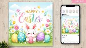 Happy Easter Wishes Social Media Post Design – Easter Celebration Template