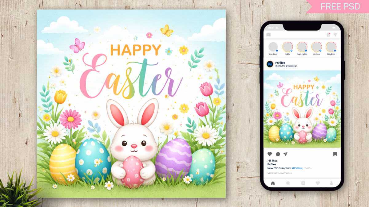 Happy Easter Wishes Social Media Post Design – Easter Celebration Template
