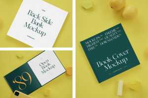 Hard Cover Book on Desk Mockups