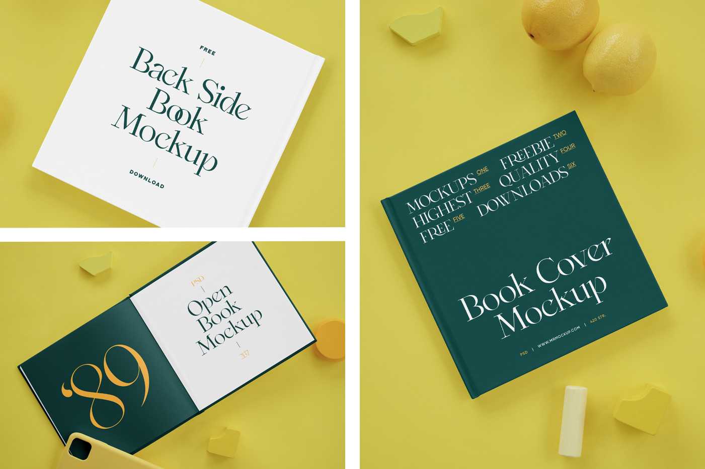 Hard Cover Book on Desk Mockups