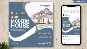 Home Builders Free Social Post Design PSD Template