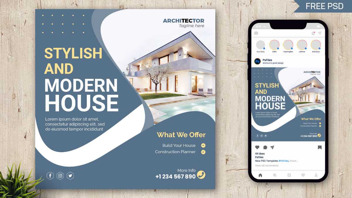 Home Builders Free Social Post Design PSD Template