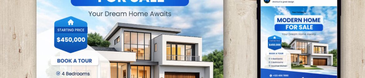 Home for Sale Social Media Post Design PSD Template – Modern Real Estate Marketing Design