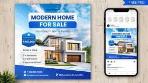 Home for Sale Social Media Post Design PSD Template – Modern Real Estate Marketing Design