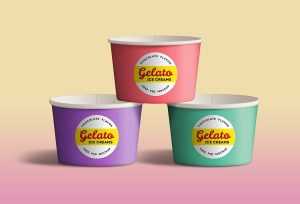 Ice Cream Cups Free PSD Mockup