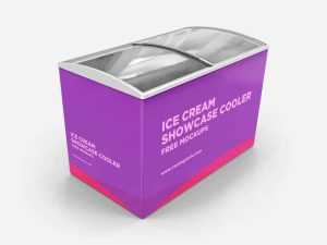 Ice Cream Showcase Cooler Box Mockup