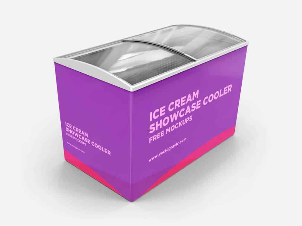 Ice Cream Showcase Cooler Box Mockup