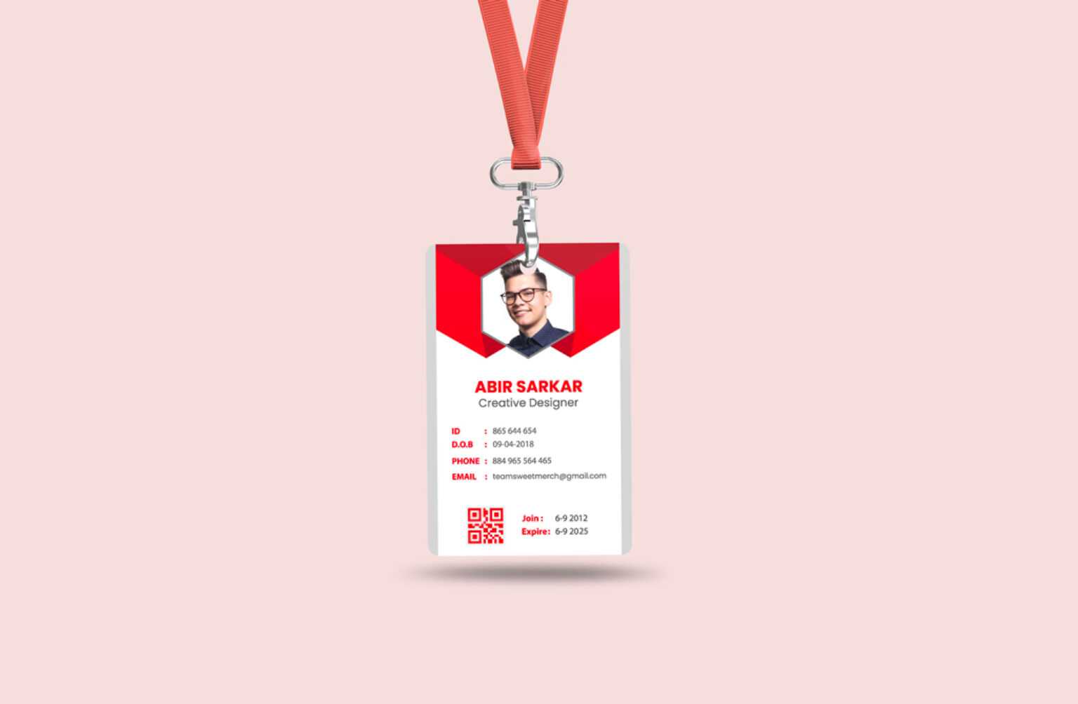 ID Card Badge with Lanyard Free Mockup PSD