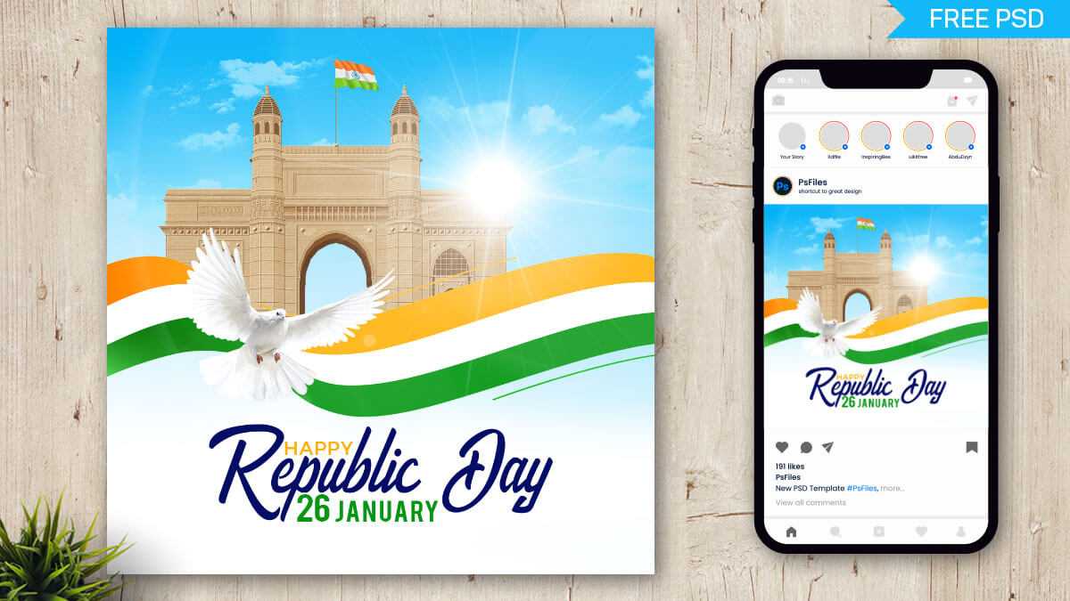 Indian Republic Day Design Template PSD Free Download