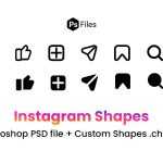 Instagram Like, Comment, Share & Save Icons Shapes – Free PSD file + Photoshop Custom Shapes Pack