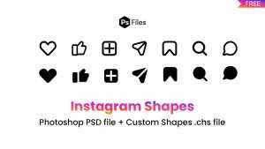 Instagram Like, Comment, Share & Save Icons Shapes – Free PSD file + Photoshop Custom Shapes Pack