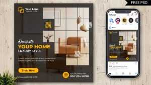 Instagram Post Design Template Free Psd for Furniture Online Shop