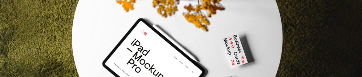iPad with Buisness Cards Mockup