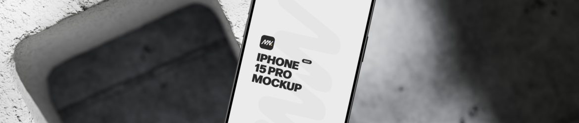 Iphone 15 Pro On Concrete Brick Mockup