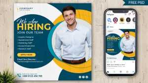 Job Hiring Social Media Post Design PSD Template for Free