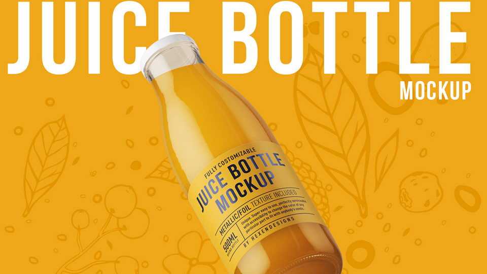 Juice Glass Bottle Free Mockup