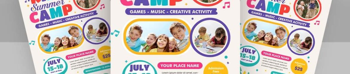 Kids Summer Camp Flyer PSD Template Free Download – Vacation Class
