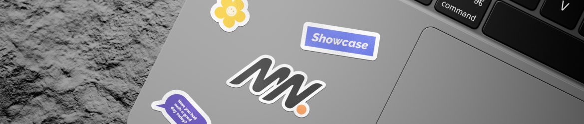 Laptop Sticker On Rock Mockup