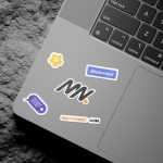 Laptop Sticker On Rock Mockup