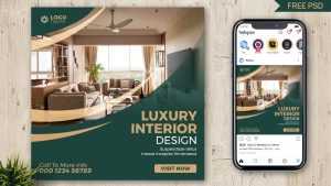 Luxury Interior Design Free Social Post Design PSD Template