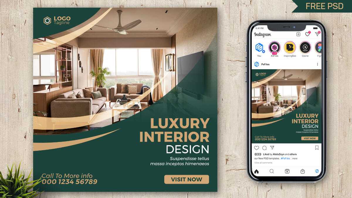 Luxury Interior Design Free Social Post Design PSD Template