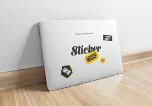 MacBook Air Sticker Mockup Free PSD
