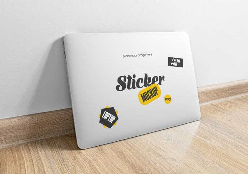 MacBook Air Sticker Mockup Free PSD