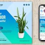 Make Interior more Beautiful Indoor Plant Free Instagram Post PSD Template
