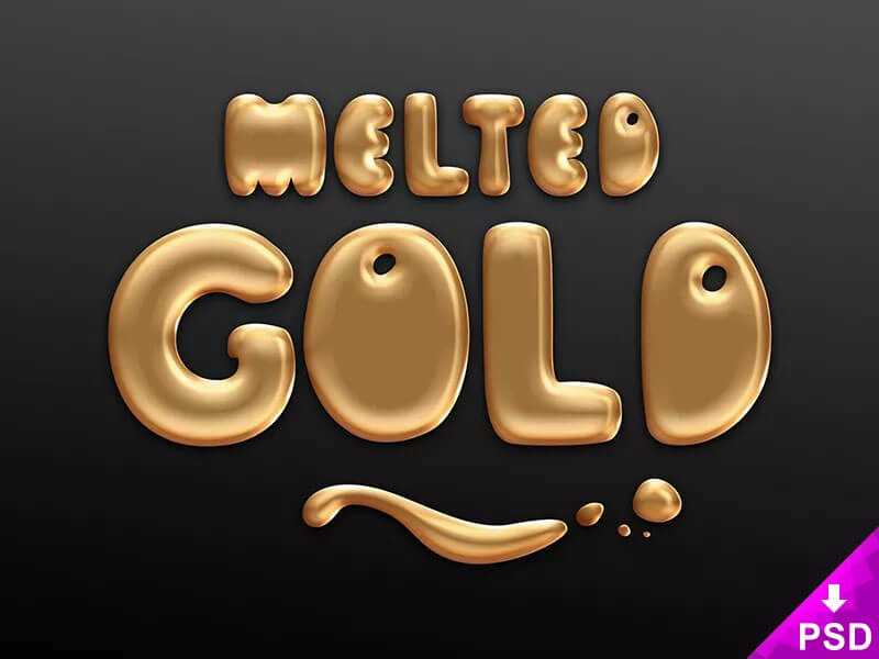 Melted Gold Text Layer Style Free PSD Template