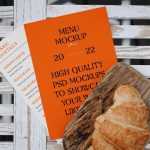 Menu Cards with Croissant Mockup - Free PSD Download Menu Cards with Croissant Mockup