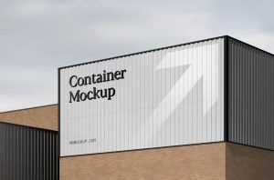 Metal Container with Logo Sign Mockup Free PSD