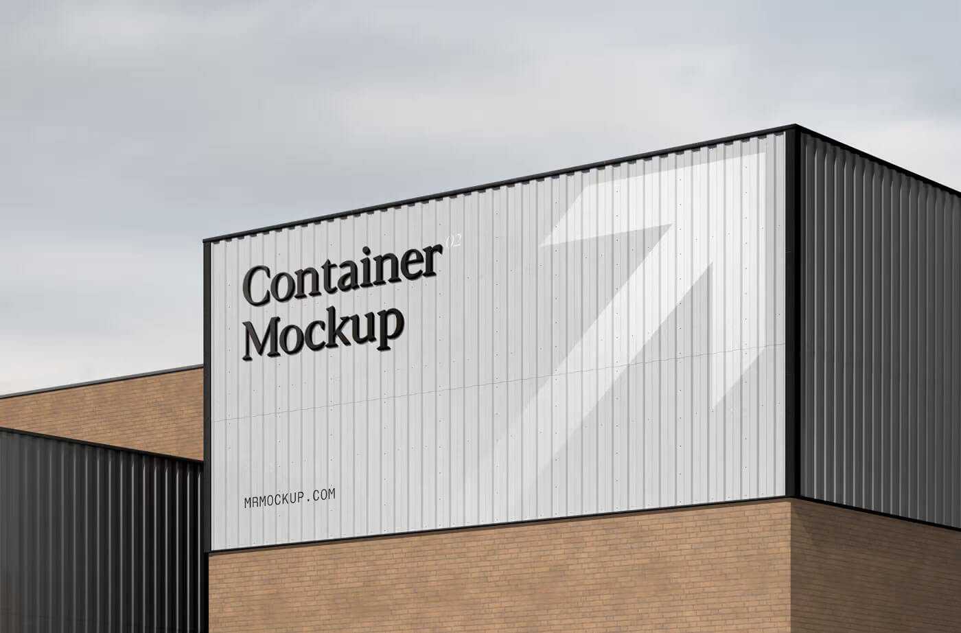 Metal Container with Logo Sign Mockup Free PSD