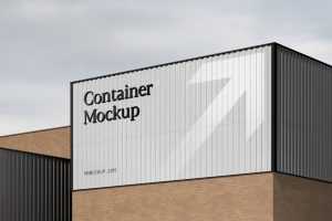 Metal Container with Sign Mockup