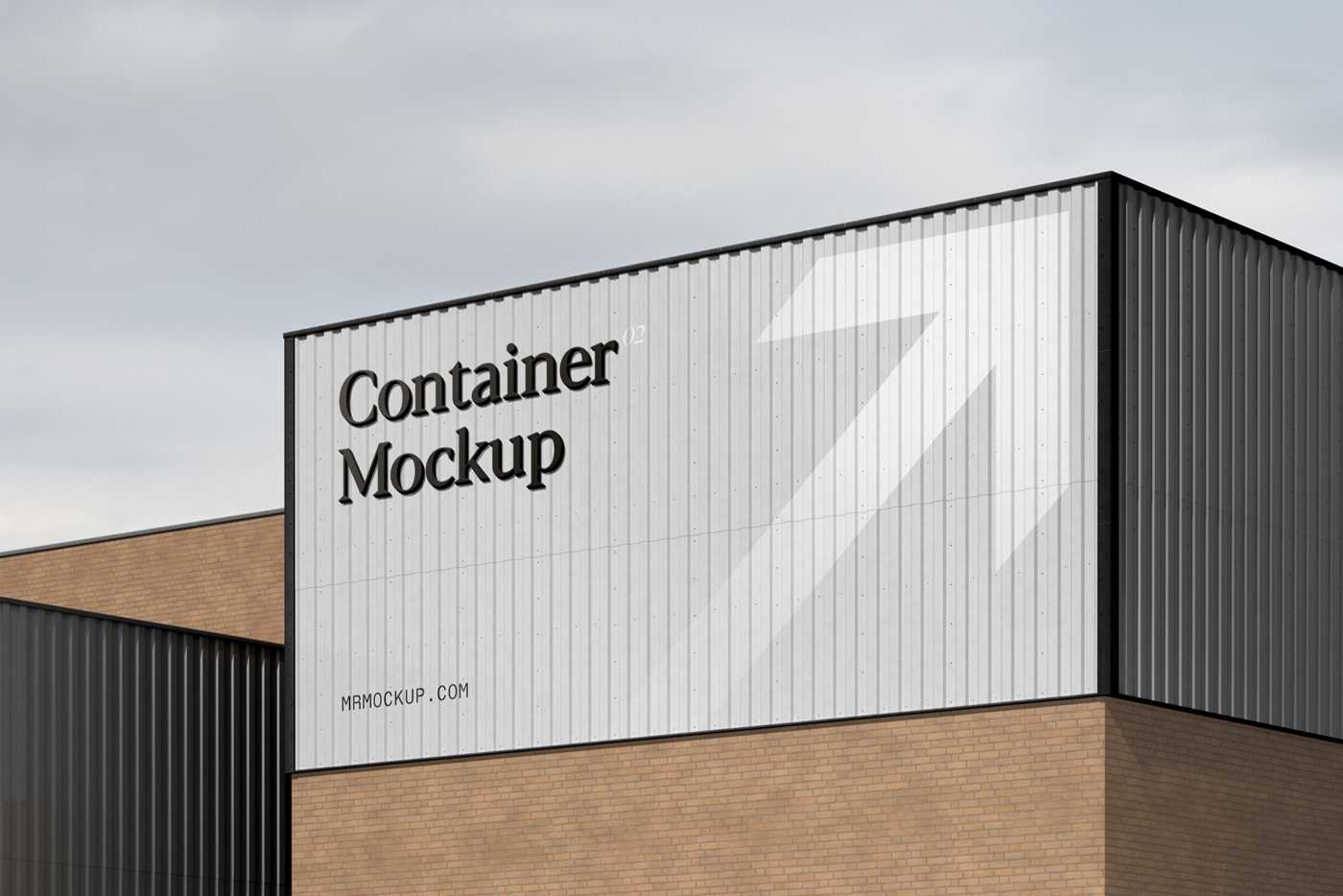 Metal Container with Sign Mockup