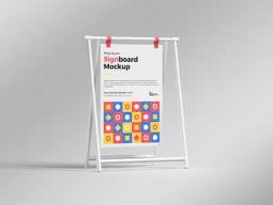 Metal Frame Sandwich Board Sign Mockup PSD
