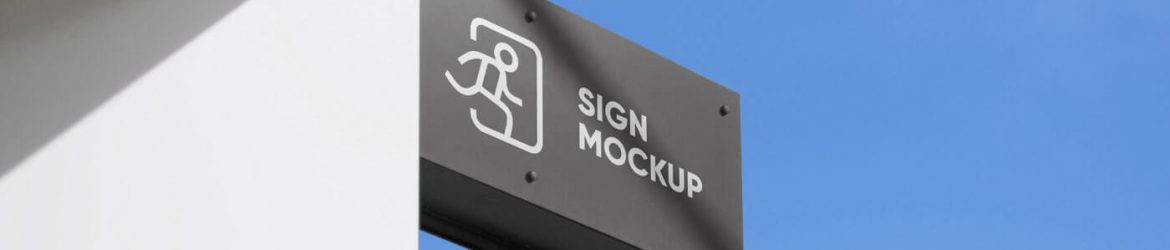 Metal Signage Mockup on Building