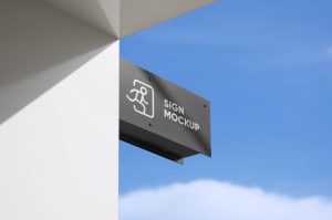 Metal Signage Mockup on Building