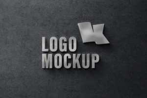 Metallic Silver Sign Logo Mockup Free PSD