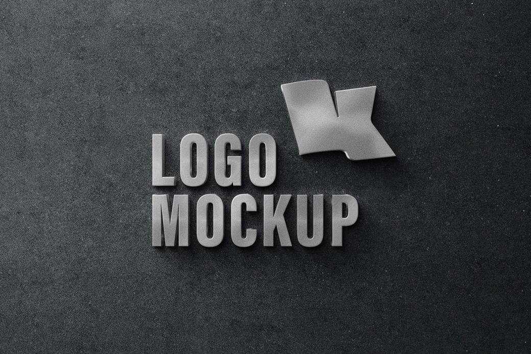 Metallic Silver Sign Logo Mockup Free PSD