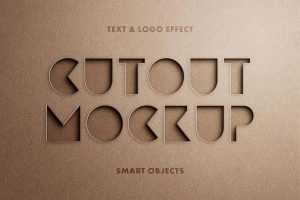 Minimalist Cut Out Text and LOGO Mockup Free PSD