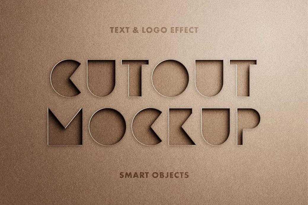 Minimalist Cut Out Text and LOGO Mockup Free PSD
