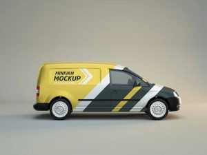 Minivan Side View Mockup Free PSD