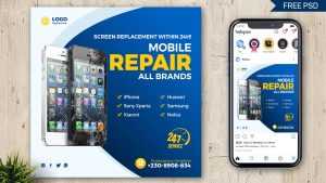 Mobile Phone Repair Social Media Flyer Post Template Free PSD