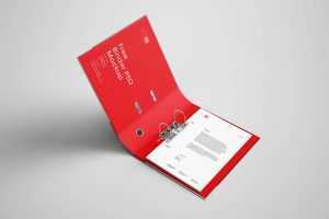 Mockup Featuring Opened Binder Containing A4 Papers