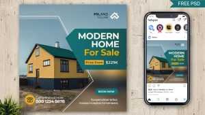 Modern Home for Sale Social Media Post Design PSD Template